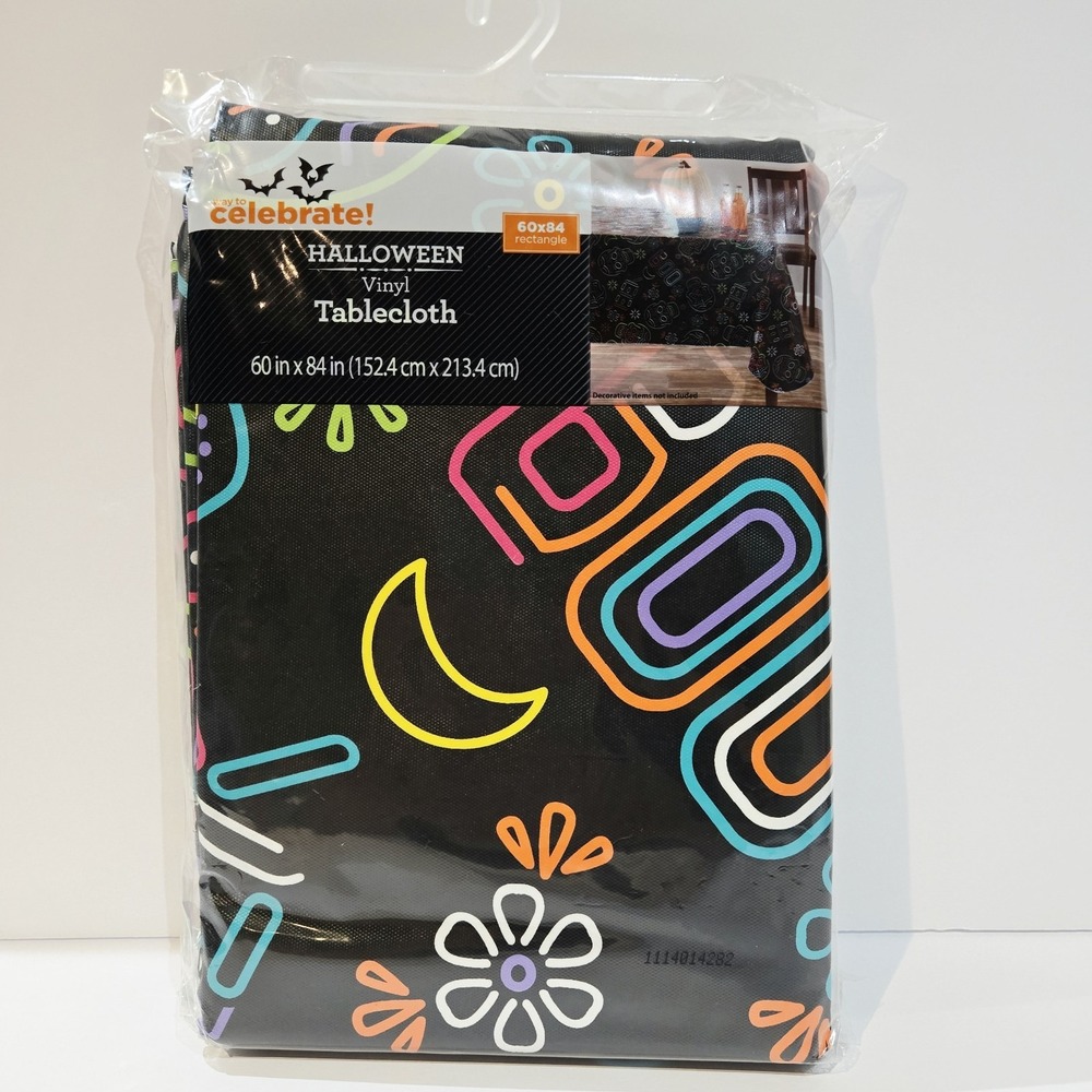 60" x 84" Sugar Skull Tablecloth Halloween Vinyl Day of Dead Party Decor New!